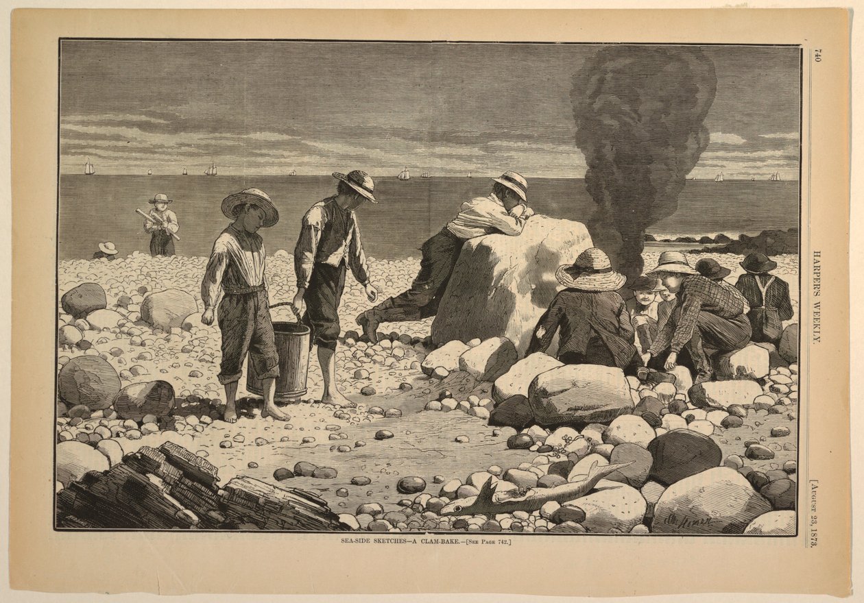 Náčrtky na mořské straně – škeble od after Winslow Homer