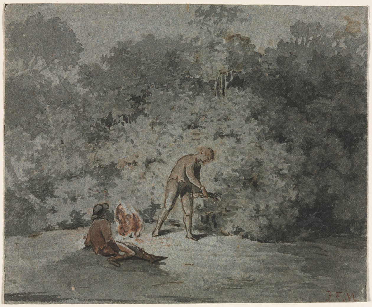 Twig Gatherer (recto) od attributed to Francisque Millet