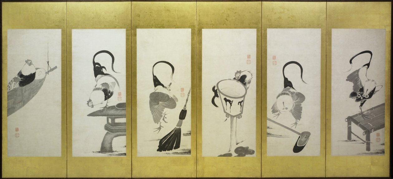 Kohouti a slepice od attributed to Itō Jakuchū