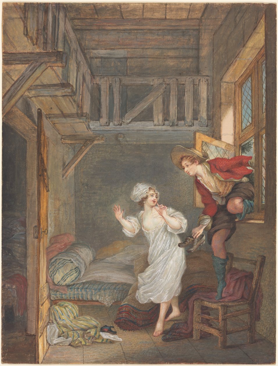 Návštěva milence od attributed to Pierre Antoine Baudouin