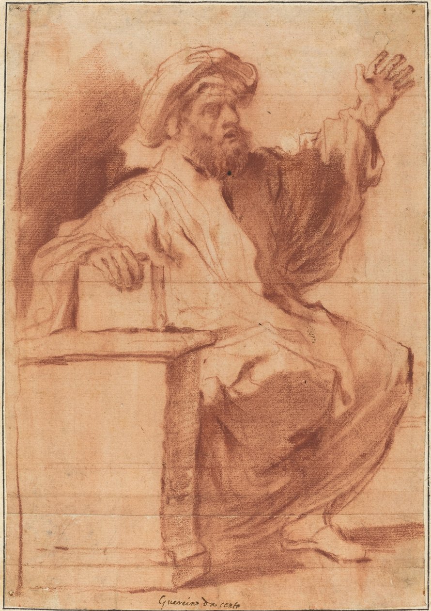 Sedící prorok od called Guercino Follower of Giovanni Francesco Barbieri