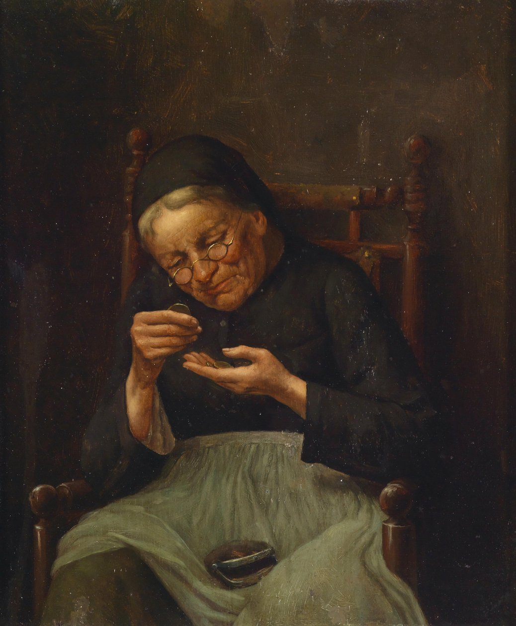 Matka počítající peníze od circle of Johann Georg Meyer