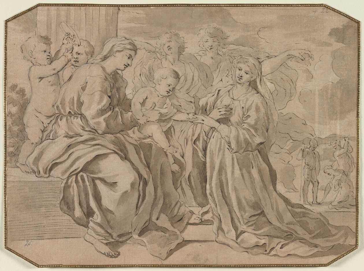 Mystická svatba svaté Kateřiny od copy after Nicolas Poussin