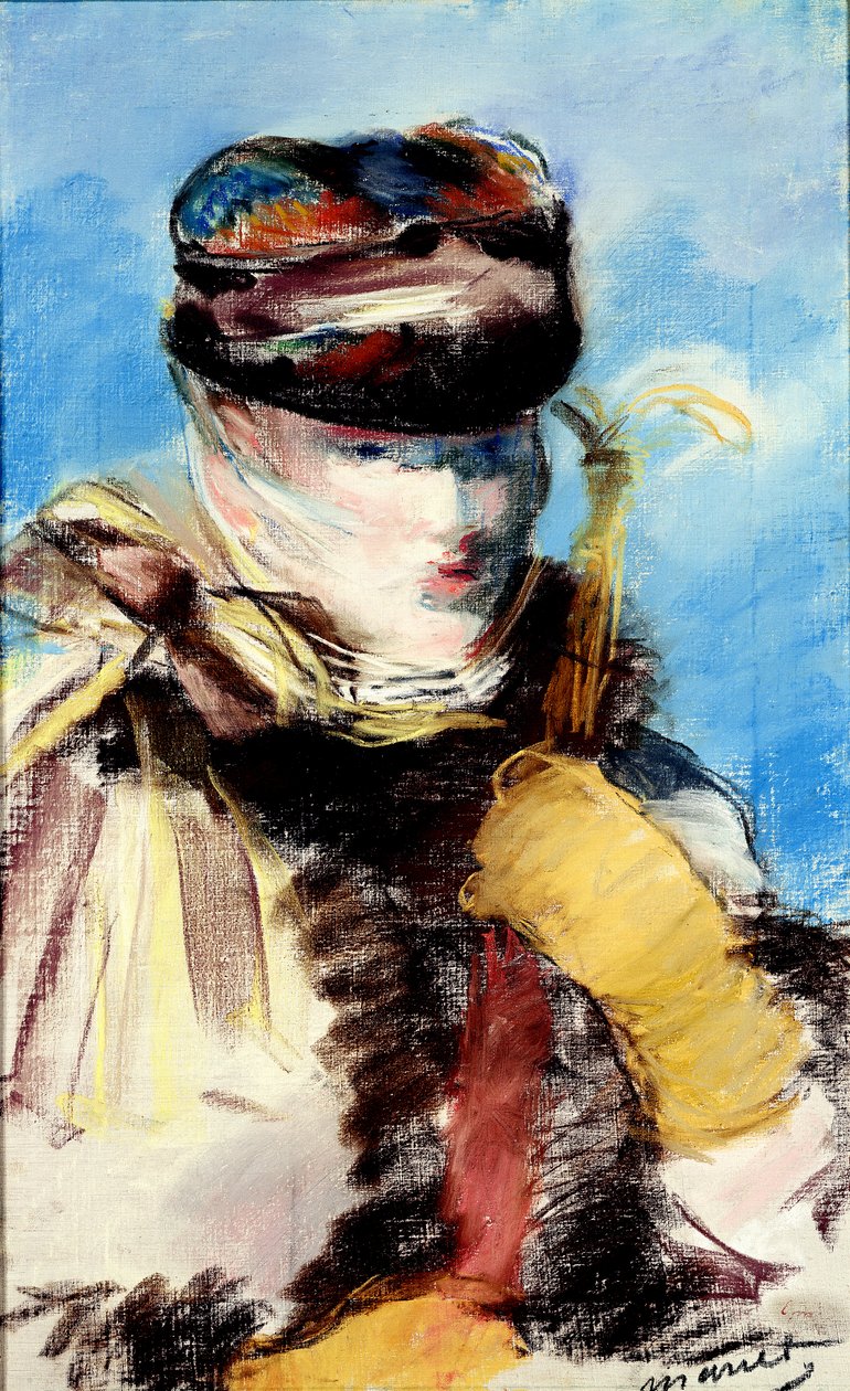 Mery Laurent in a Veil (pastel, kvaš a olej) od Édouard Manet