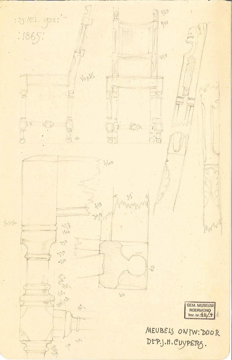 Nábytek navržený Dr. P.J.H. Cypery od Pierre Cuypers