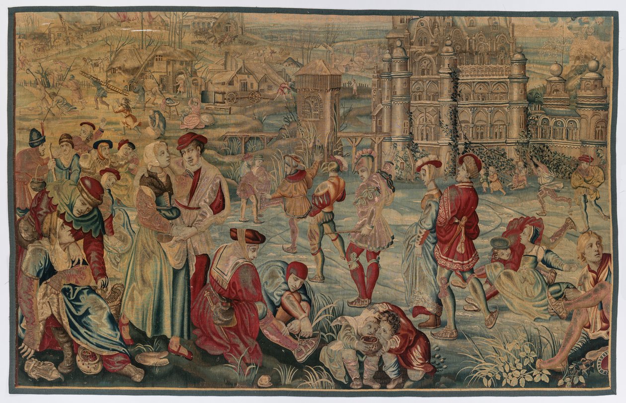 Zima: Bruslařská scéna od possibly by Gobelins Manufactory