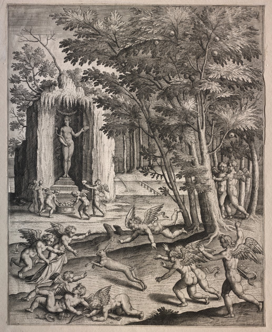 Cupids ve hře od possibly by Hieronymus Wierix