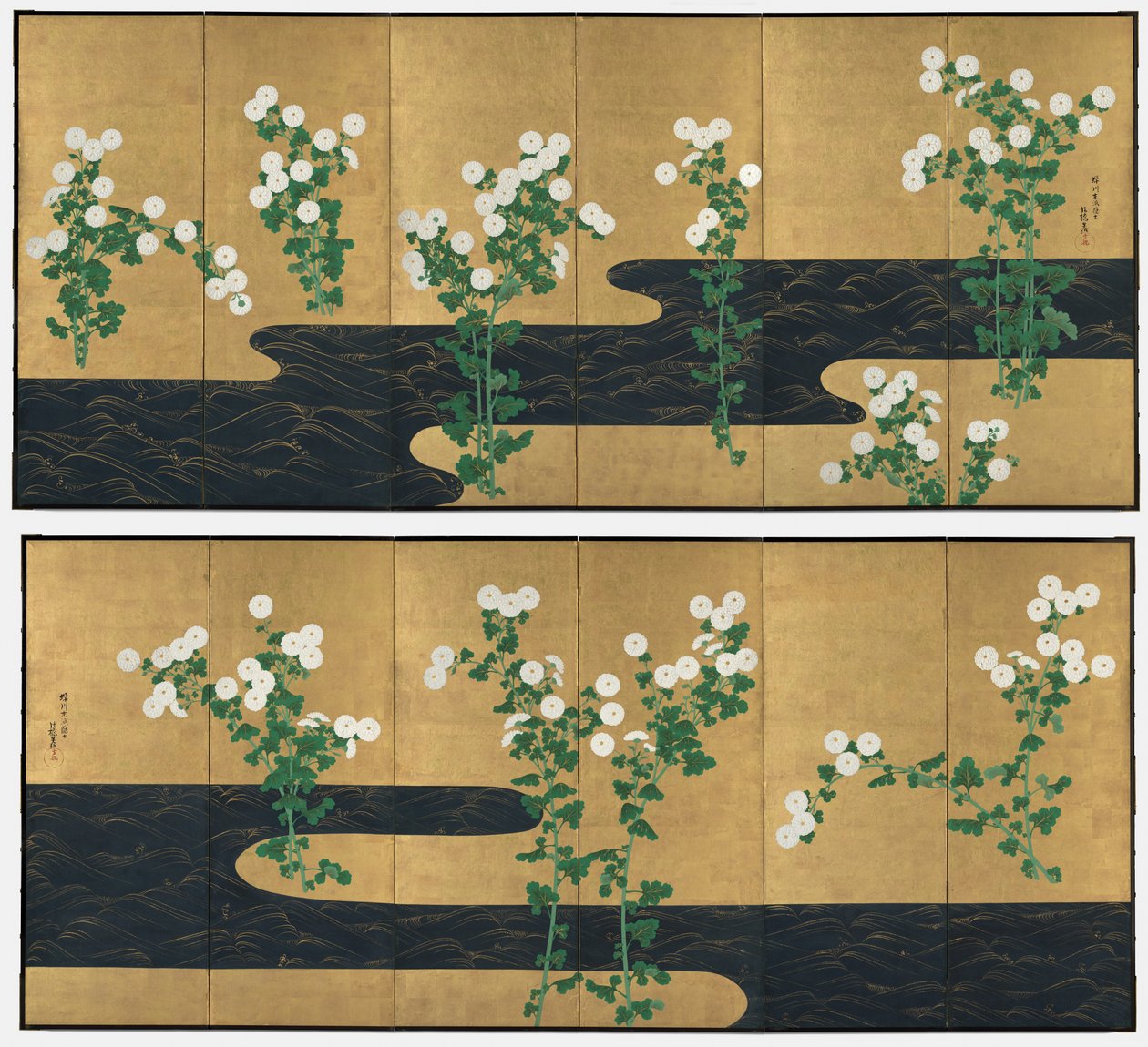 Chryzantémy po proudu od possibly by Ogata Kōrin