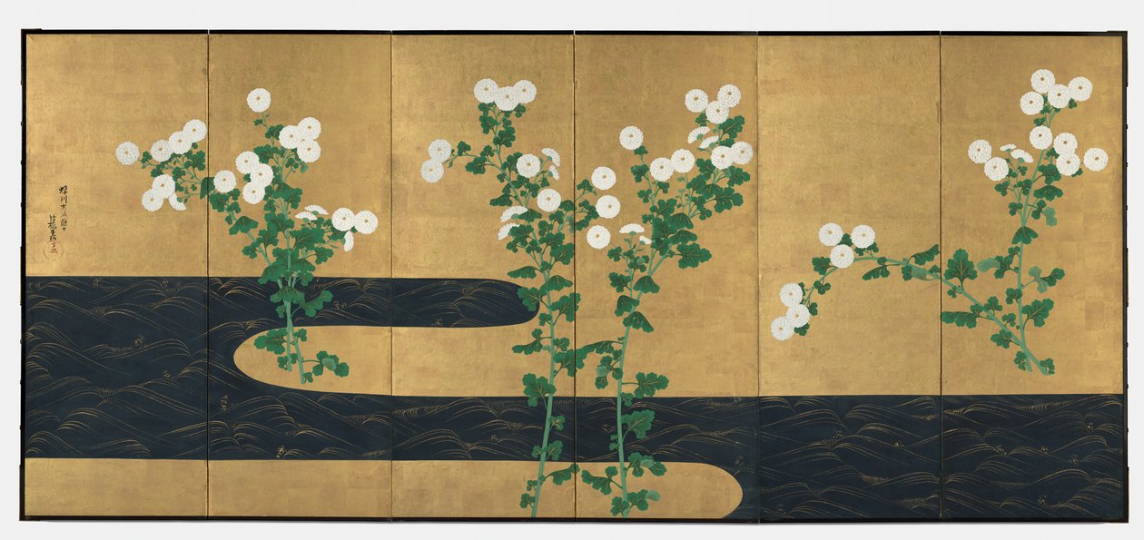 Chryzantémy po proudu od possibly by Ogata Kōrin
