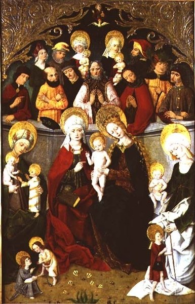 The Family of the Virgin, 1497 (tempera na panelu) od school of Master of the Rhine