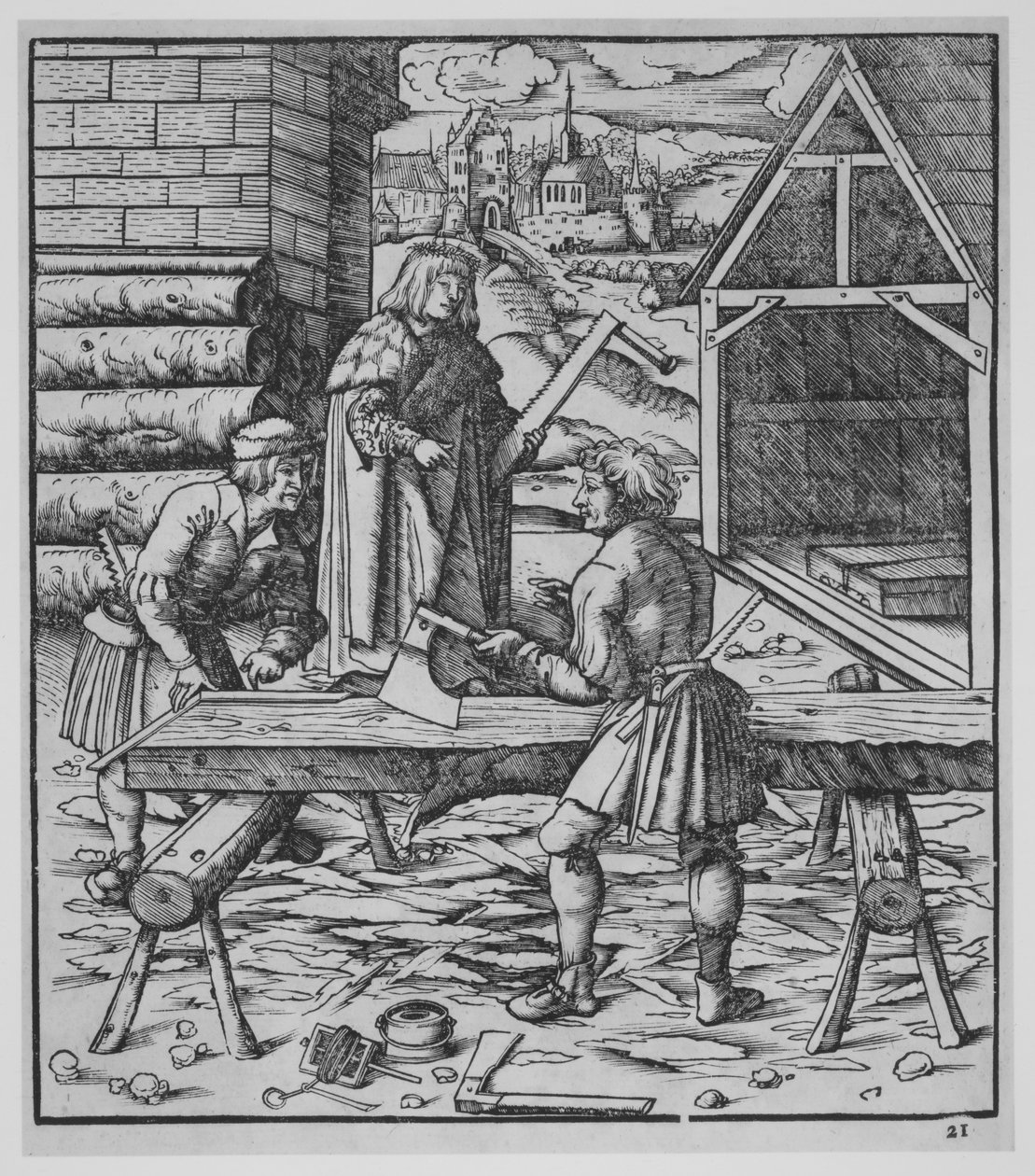 Tesaři, cca 1500. od the Elder Hans Burgkmair