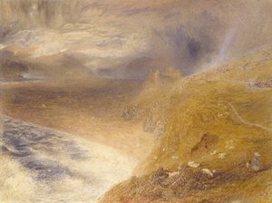 Zámek Harlech, 1857 (akvarel na papíře)