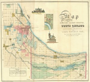 Mapa jižního Chicaga, 1871