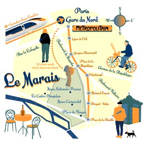 Mapa Le Marais, Paříž
