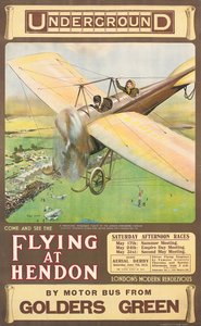 "Flying at Hendon", reklamní plakát, 1914