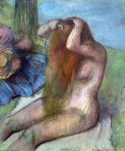Žena si upravuje vlasy, asi 1895 (pastel)