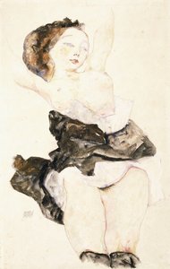 Ležící mladá dívka, napůl nahá, 1912