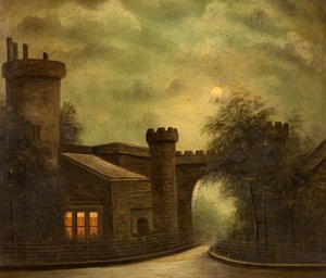 Vstup do Towneley Park, za měsíčního svitu