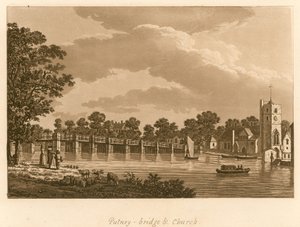 Putney Bridge and Church, Londýn