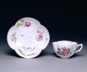 Šálek s podšálkem, Vincennes, cca 1745-52 (porcelán)