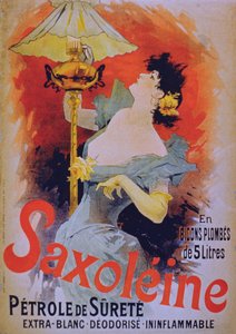 Reklamní plakát Saxoleine Safety Lamp Oil, 90. léta 19. století