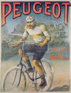 Plakát inzerující cykly Peugeot (barevné rytí)