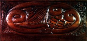 Existence, dřevěný panel postele, cca 1894 (dřevo)