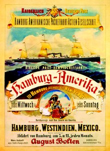 Plakát inzerující Hamburg American Line, 1883