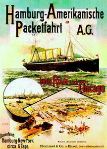 Plakát inzerující Hamburg American Line, 1893