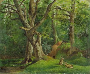 Woodland Scene with Rabbits, 1862
