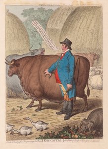 Tlustý dobytek, hospoda. 1802 (ručně kolorovaná rytina)