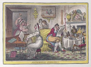 Manželské harmoniky, hospoda. 1805 (ručně kolorované rytiny)