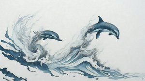 malba tuší: Dolphin_02