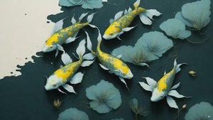 malba inkoustem: Koi-Karpfish_gold_02