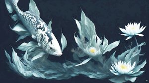 malba inkoustem: Koi-Karpfish_white marble_03