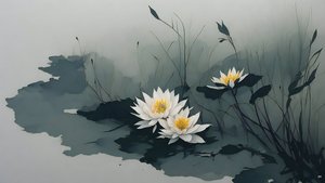 malba tuší: water-lillies_01