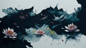 malba tuší: waterlili-black_01