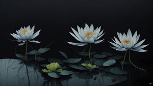 malba tuší: waterlili-black_04