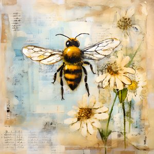 ilustrace včely technikou pastelového impasto oleje 3
