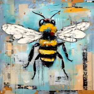ilustrace včely technikou pastelového impasto oleje 4