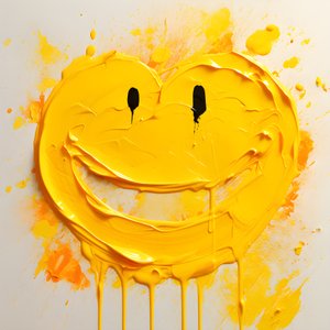 žlutý smajlík namalovaný impasto 3