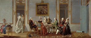 Interiér ve stylu Gustavian s přehrávači karet