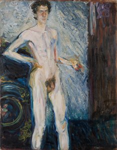 Nahý autoportrét s paletou, 1908