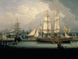 Čtyřstěžňová Clipper Ship v Liverpool Harbour, c.1810