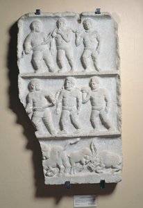 Muži v řetězech, reliéf nalezený ve Smyrně (mramor)