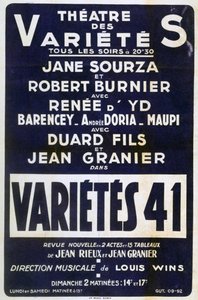 Plakátová reklama Variétés 41 varieté, Francie, 1941