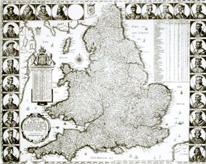 Mapa Anglie a Walesu, 1644
