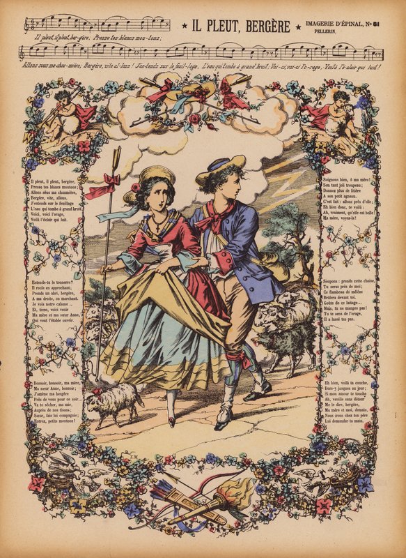 Il Pleut, Bergere (kolorovaná rytina) od (after) French School