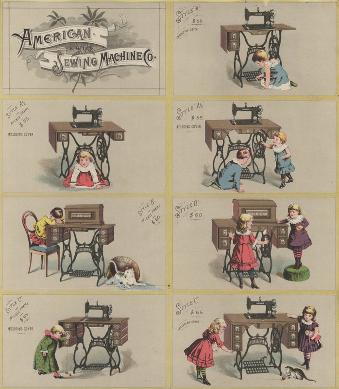 Reklama na společnost American Sewing Machine Company od American School