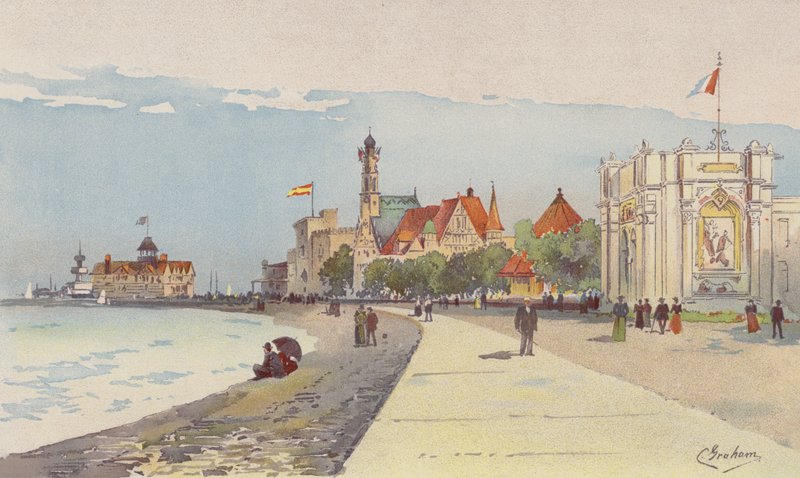 Cizí budovy podél pobřeží od American School
